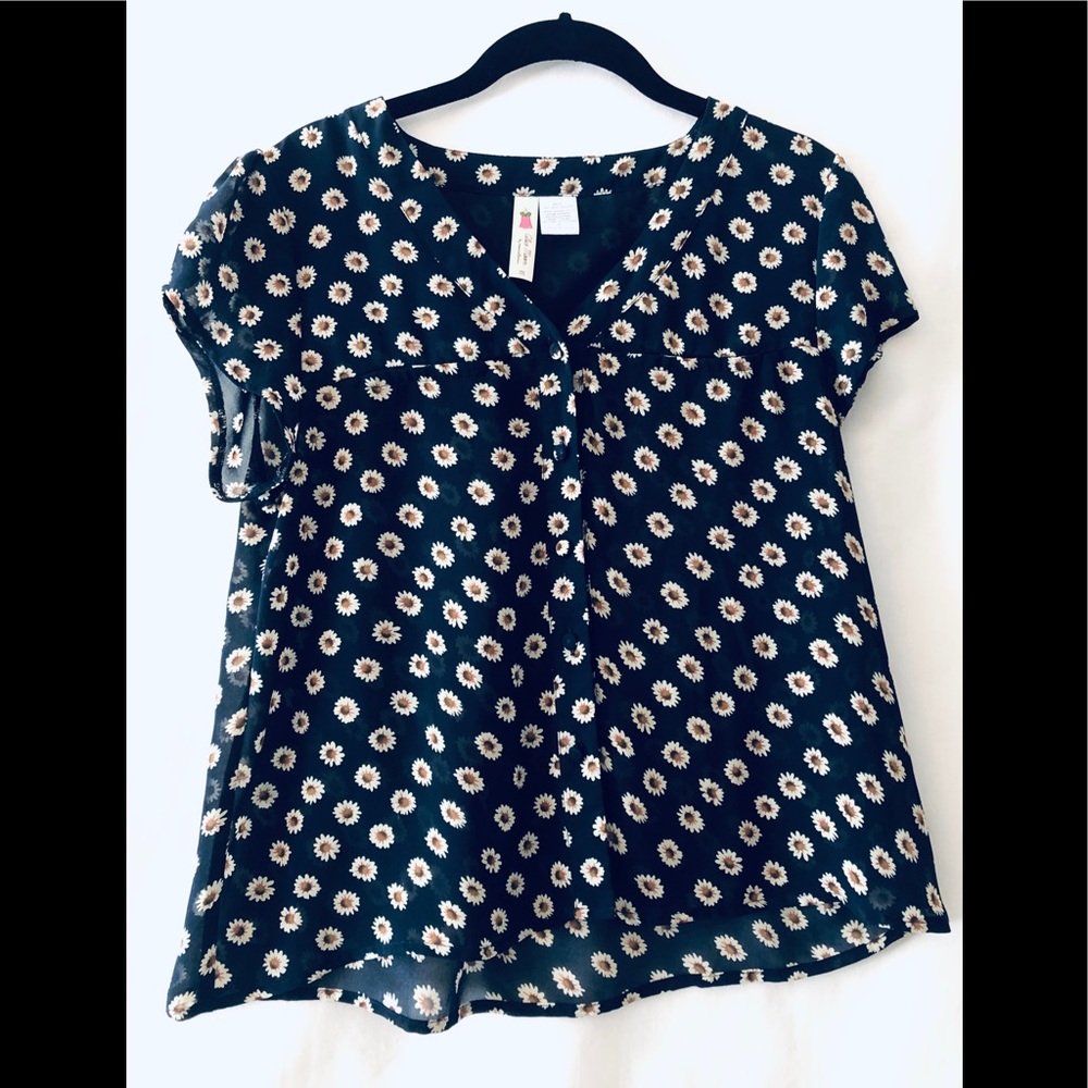 Navy flower blouse